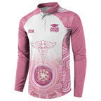 Aussie Nurse RN 2026 Personalised Button Sweatshirt Pink Aboriginal Art Pattern Cultural Pride