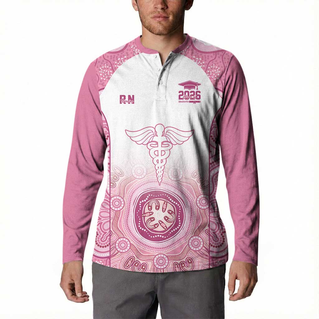 Aussie Nurse RN 2026 Personalised Button Sweatshirt Pink Aboriginal Art Pattern Cultural Pride