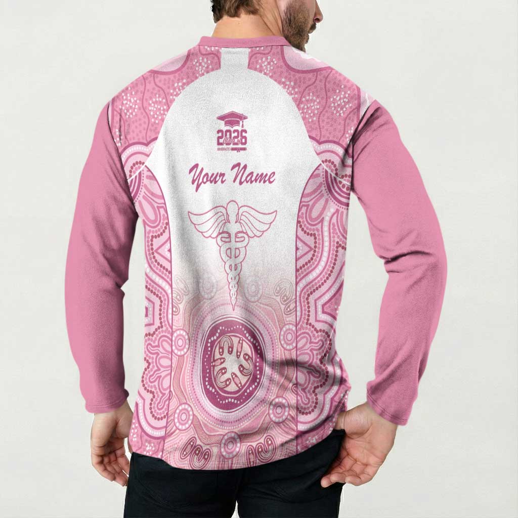 Aussie Nurse RN 2026 Personalised Button Sweatshirt Pink Aboriginal Art Pattern Cultural Pride