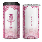 Aussie Nurse RN 2026 Personalised 4 in 1 Can Cooler Tumbler Pink Aboriginal Art Pattern Cultural Pride