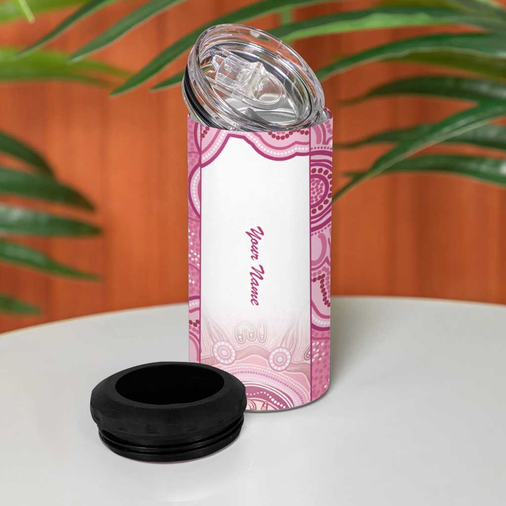 Aussie Nurse RN 2026 Personalised 4 in 1 Can Cooler Tumbler Pink Aboriginal Art Pattern Cultural Pride