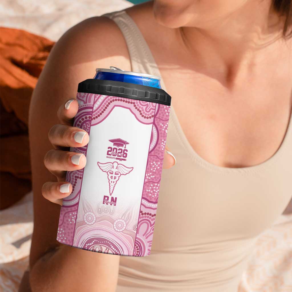 Aussie Nurse RN 2026 Personalised 4 in 1 Can Cooler Tumbler Pink Aboriginal Art Pattern Cultural Pride