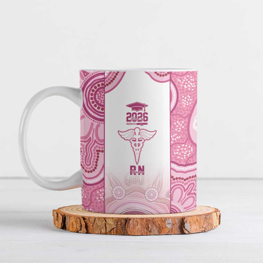 Aussie Nurse RN 2026 Personalised Ceramic Mug Pink Aboriginal Art Pattern Cultural Pride