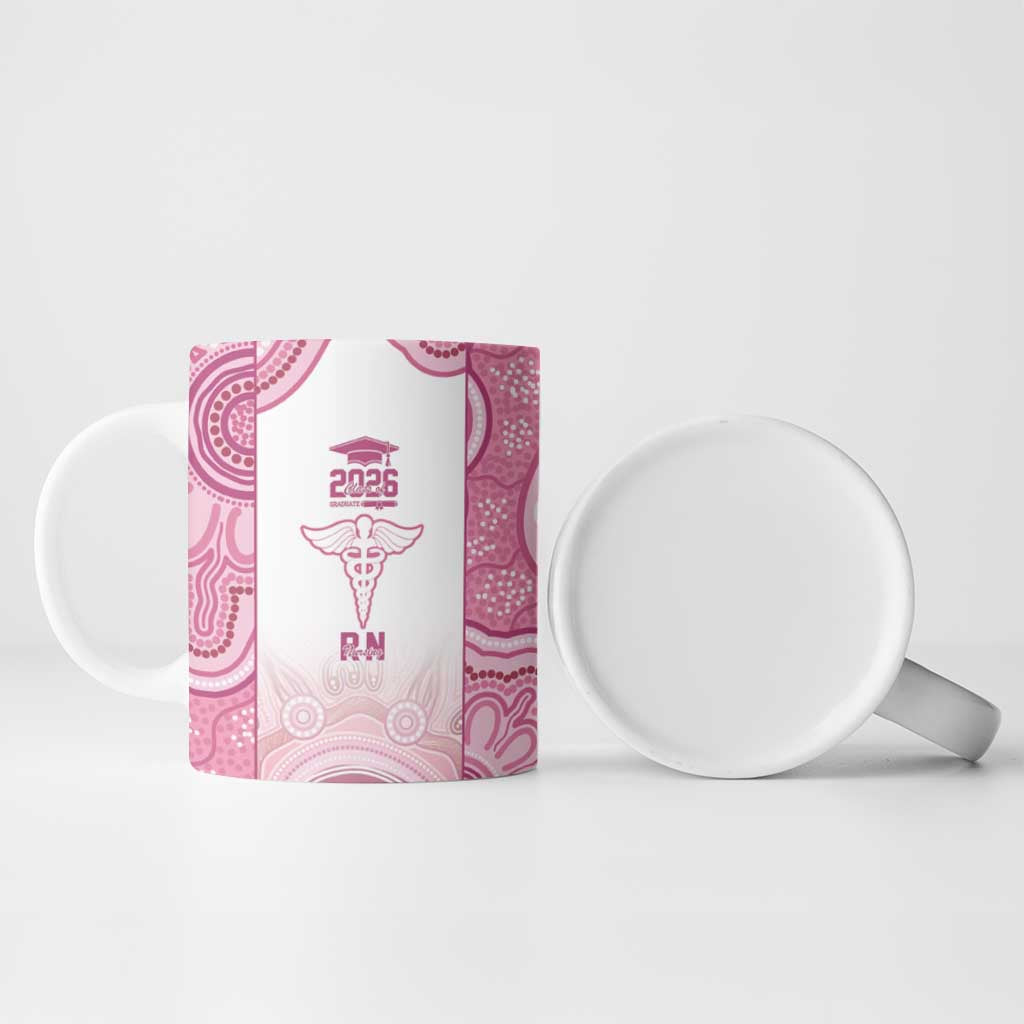 Aussie Nurse RN 2026 Personalised Ceramic Mug Pink Aboriginal Art Pattern Cultural Pride