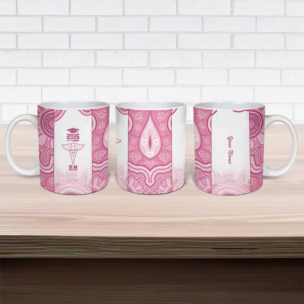 Aussie Nurse RN 2026 Personalised Ceramic Mug Pink Aboriginal Art Pattern Cultural Pride