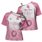 Aussie Nurse RN 2026 Personalised Cross Shoulder Shirt Pink Aboriginal Art Pattern Cultural Pride