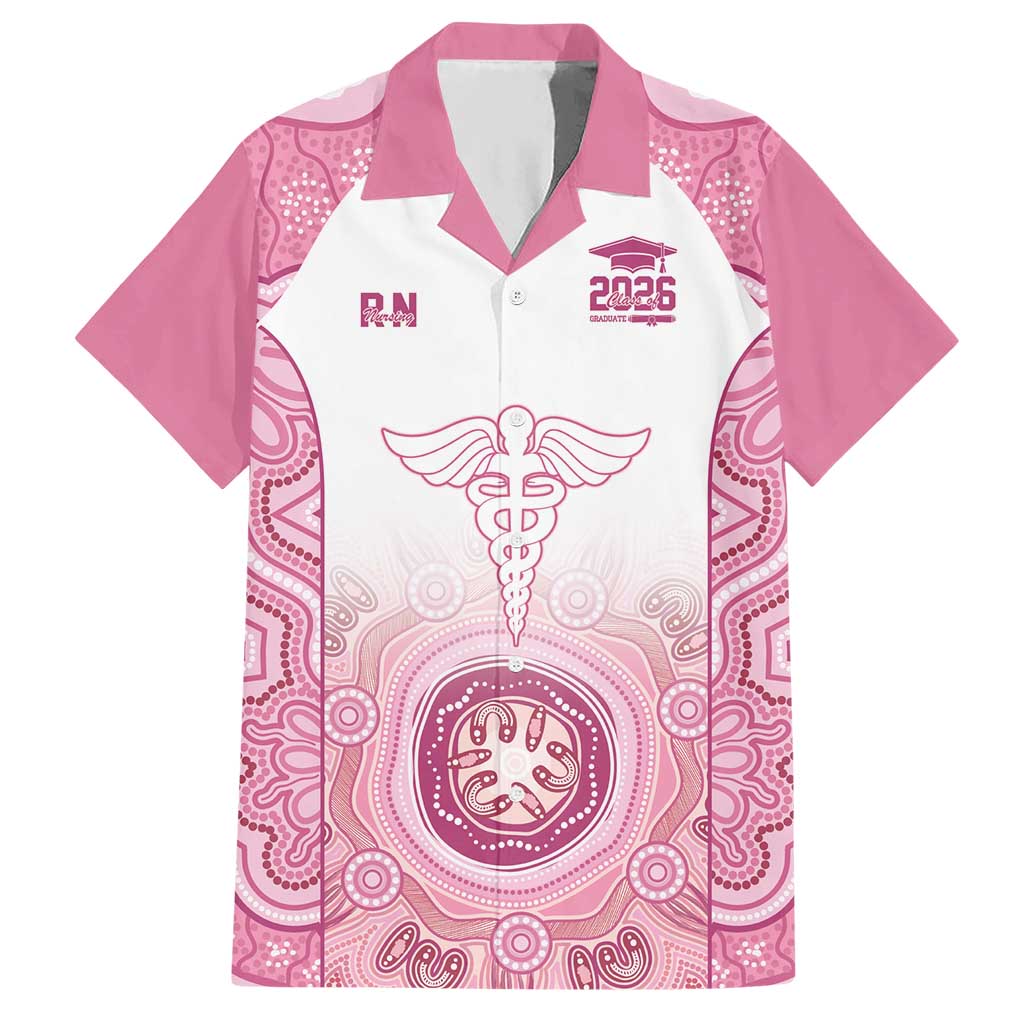 Aussie Nurse RN 2026 Personalised Hawaiian Shirt Pink Aboriginal Art Pattern Cultural Pride