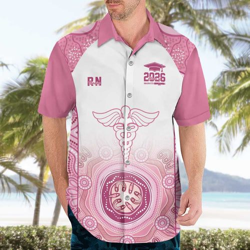 Aussie Nurse RN 2026 Personalised Hawaiian Shirt Pink Aboriginal Art Pattern Cultural Pride