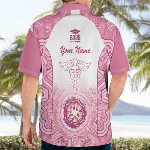 Aussie Nurse RN 2026 Personalised Hawaiian Shirt Pink Aboriginal Art Pattern Cultural Pride