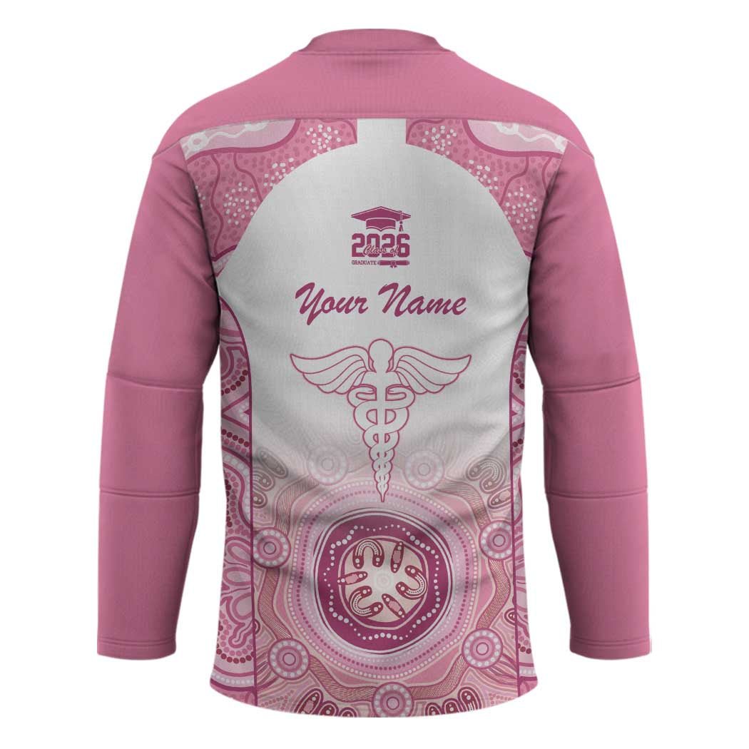 Aussie Nurse RN 2026 Personalised Hockey Jersey Pink Aboriginal Art Pattern Cultural Pride