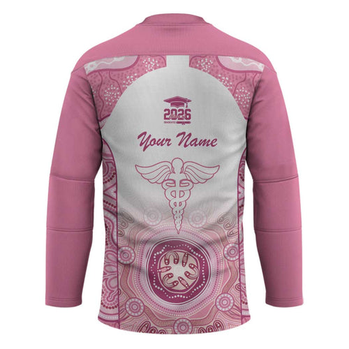Aussie Nurse RN 2026 Personalised Hockey Jersey Pink Aboriginal Art Pattern Cultural Pride