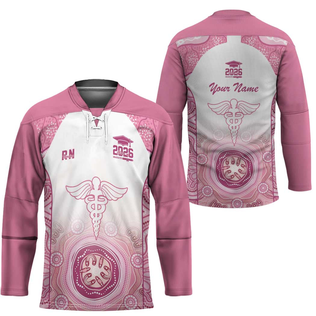 Aussie Nurse RN 2026 Personalised Hockey Jersey Pink Aboriginal Art Pattern Cultural Pride