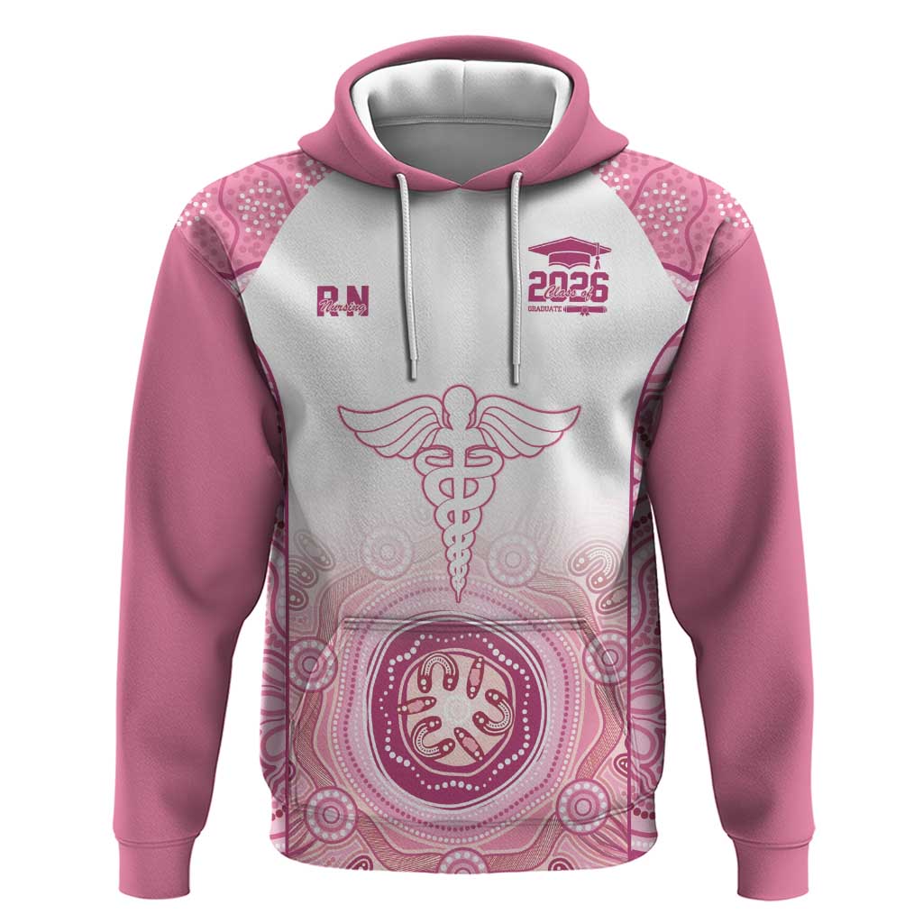 Aussie Nurse RN 2026 Personalised Hoodie Pink Aboriginal Art Pattern Cultural Pride