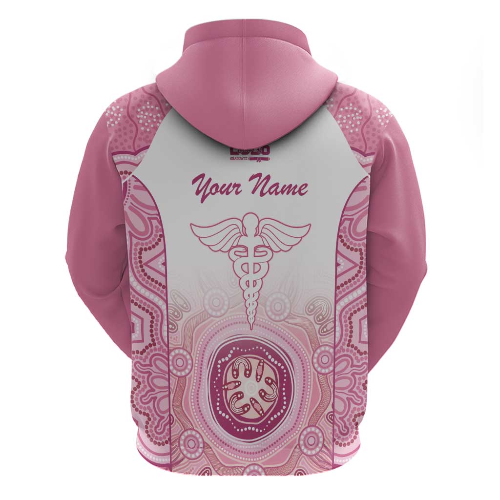 Aussie Nurse RN 2026 Personalised Hoodie Pink Aboriginal Art Pattern Cultural Pride