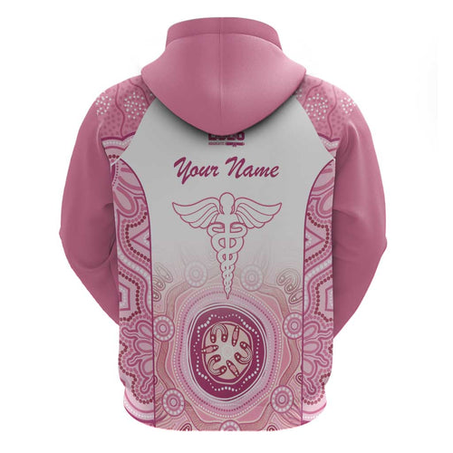 Aussie Nurse RN 2026 Personalised Hoodie Pink Aboriginal Art Pattern Cultural Pride
