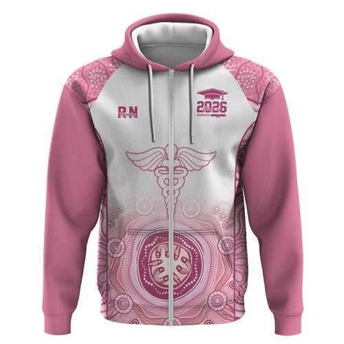 Aussie Nurse RN 2026 Personalised Hoodie Pink Aboriginal Art Pattern Cultural Pride