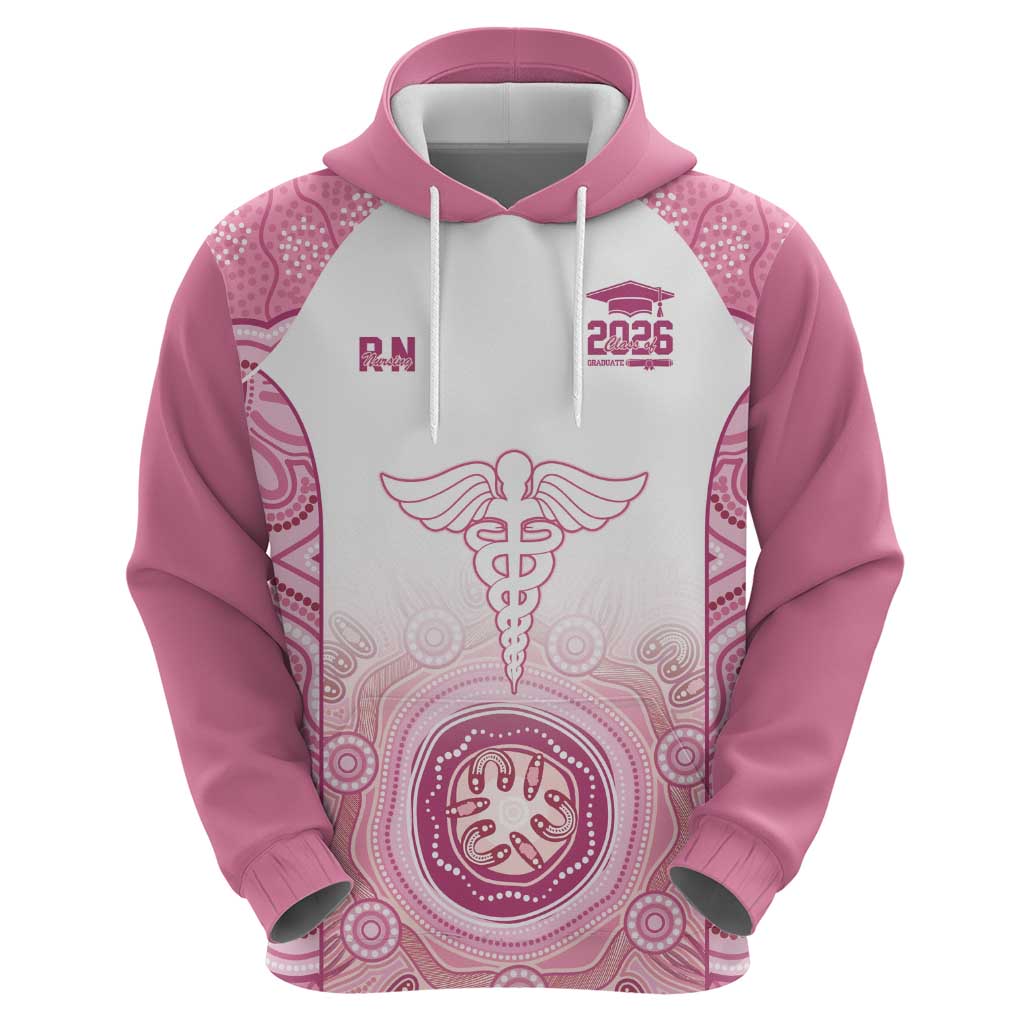 Aussie Nurse RN 2026 Personalised Hoodie Pink Aboriginal Art Pattern Cultural Pride