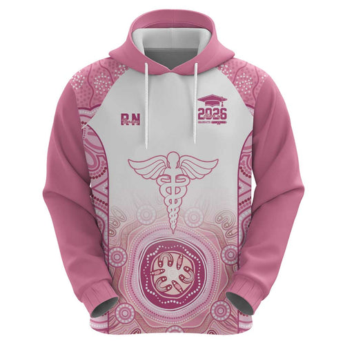 Aussie Nurse RN 2026 Personalised Hoodie Pink Aboriginal Art Pattern Cultural Pride