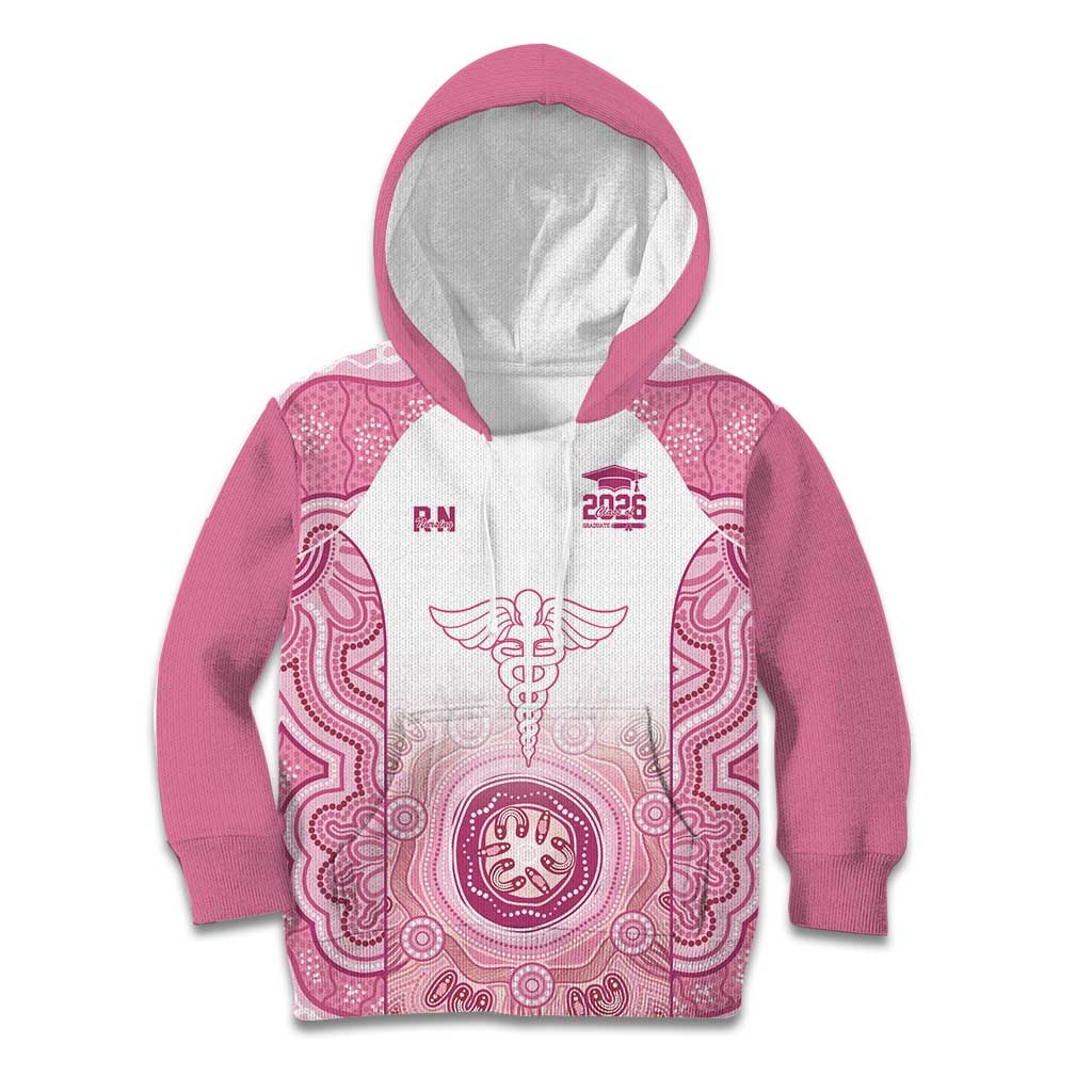 Aussie Nurse RN 2026 Personalised Kid Hoodie Pink Aboriginal Art Pattern Cultural Pride