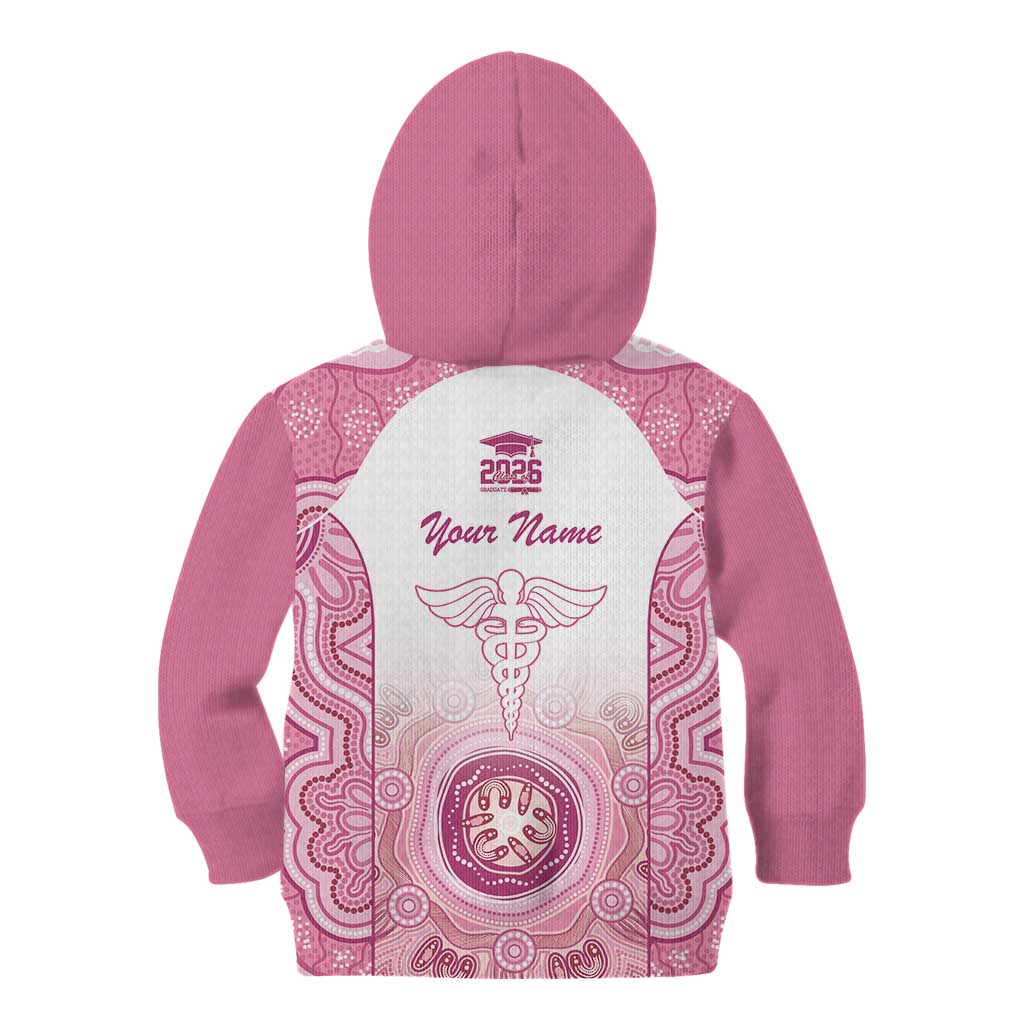 Aussie Nurse RN 2026 Personalised Kid Hoodie Pink Aboriginal Art Pattern Cultural Pride
