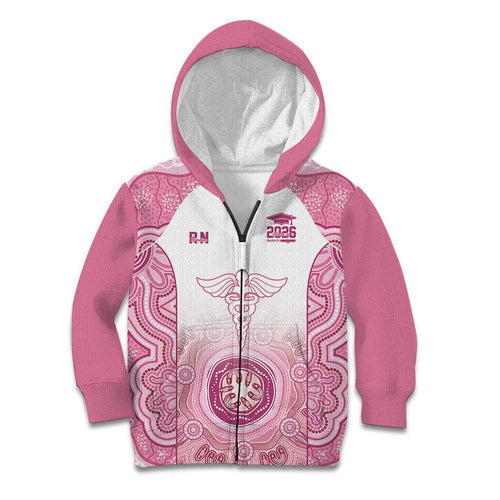 Aussie Nurse RN 2026 Personalised Kid Hoodie Pink Aboriginal Art Pattern Cultural Pride