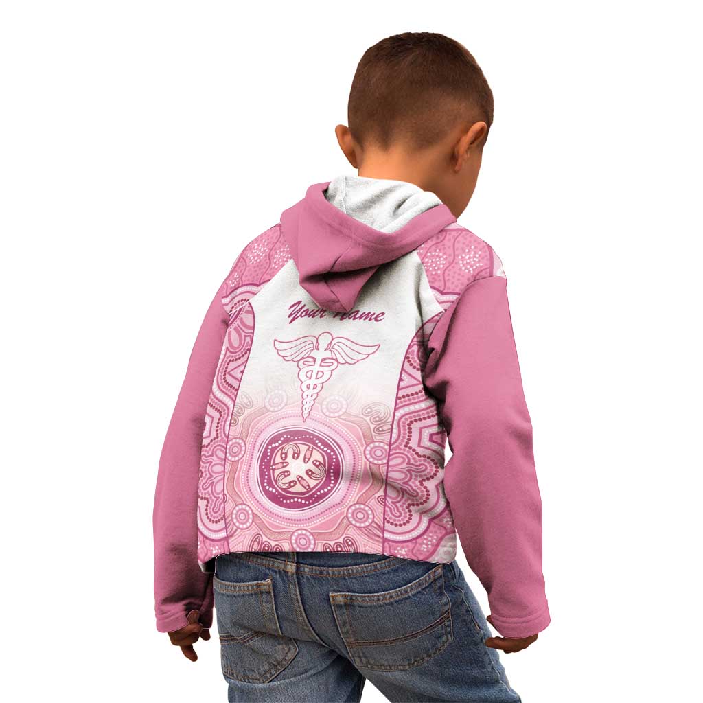 Aussie Nurse RN 2026 Personalised Kid Hoodie Pink Aboriginal Art Pattern Cultural Pride