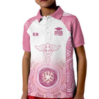 Aussie Nurse RN 2026 Personalised Kid Polo Shirt Pink Aboriginal Art Pattern Cultural Pride