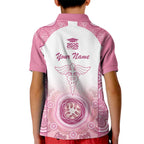 Aussie Nurse RN 2026 Personalised Kid Polo Shirt Pink Aboriginal Art Pattern Cultural Pride