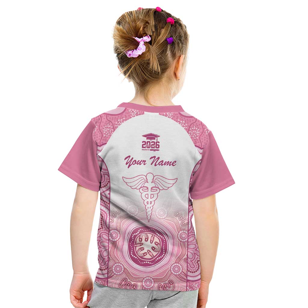 Aussie Nurse RN 2026 Personalised Kid T Shirt Pink Aboriginal Art Pattern Cultural Pride