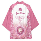 Aussie Nurse RN 2026 Personalised Kimono Pink Aboriginal Art Pattern Cultural Pride