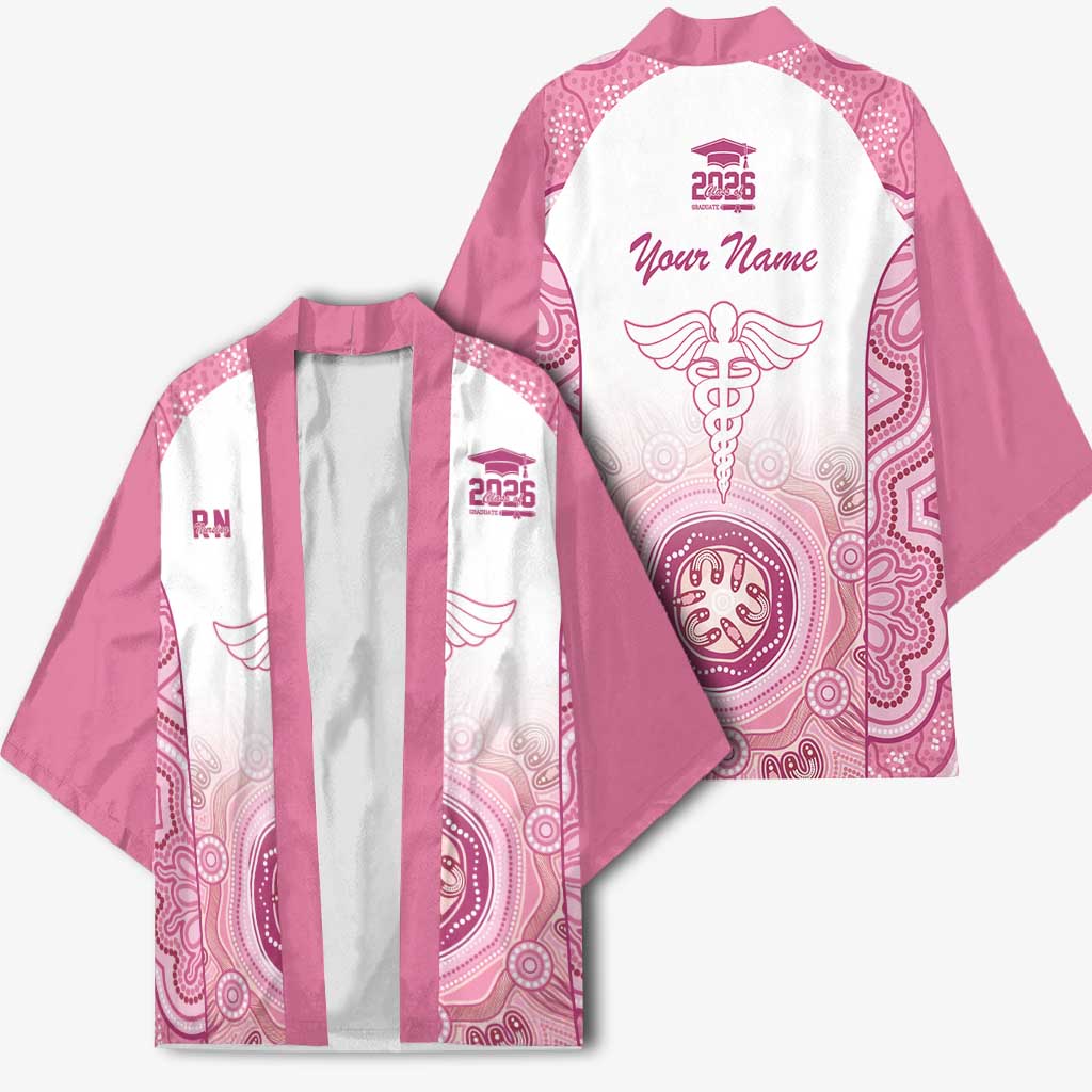 Aussie Nurse RN 2026 Personalised Kimono Pink Aboriginal Art Pattern Cultural Pride