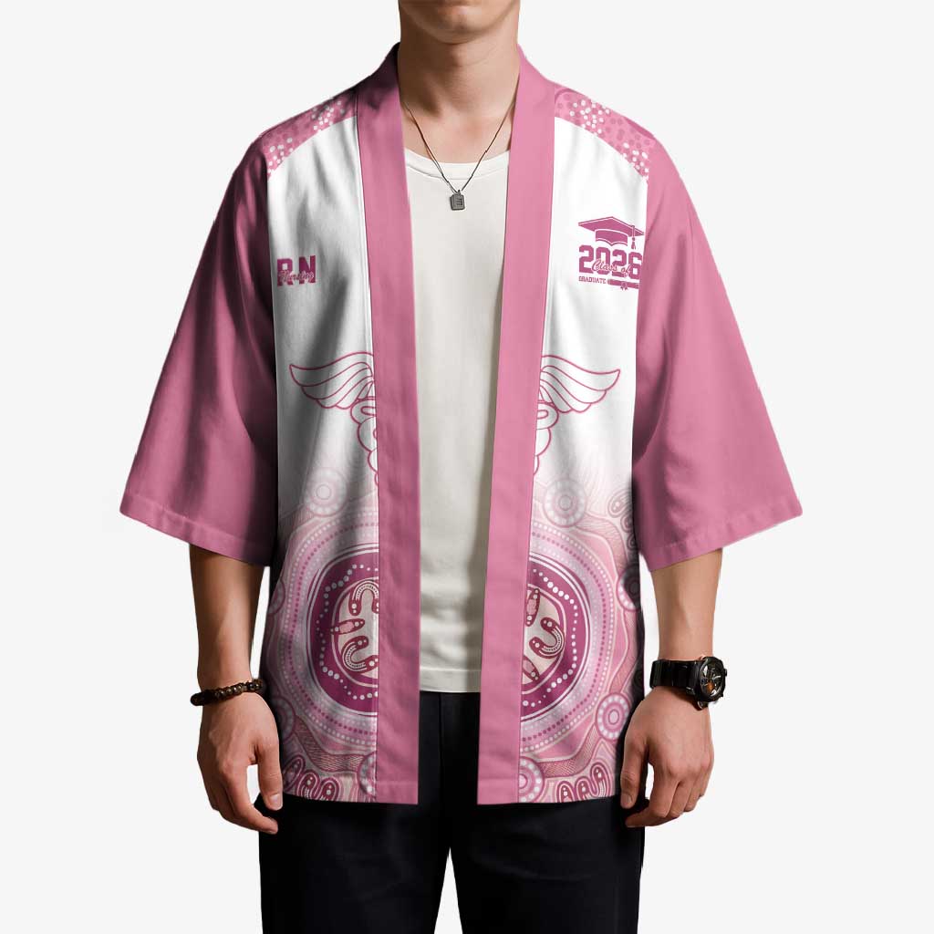Aussie Nurse RN 2026 Personalised Kimono Pink Aboriginal Art Pattern Cultural Pride