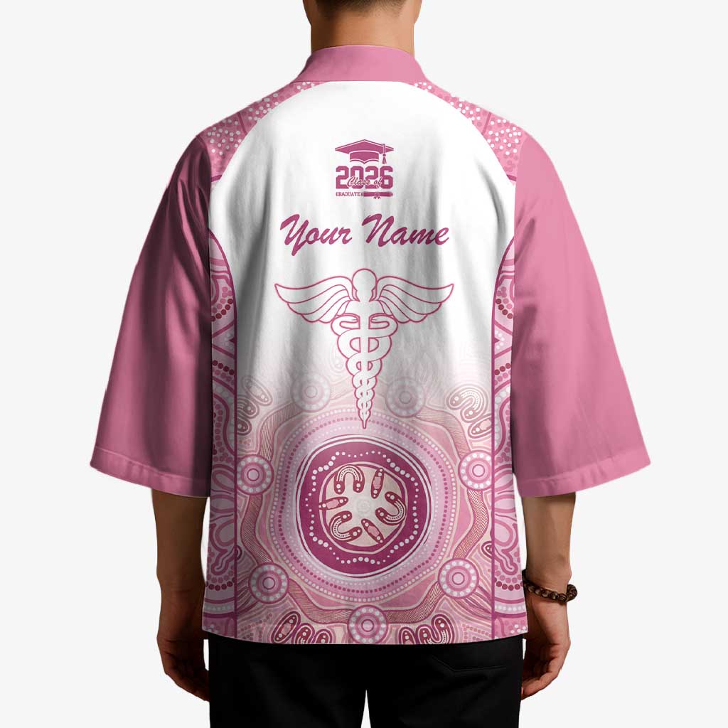 Aussie Nurse RN 2026 Personalised Kimono Pink Aboriginal Art Pattern Cultural Pride
