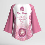 Aussie Nurse RN 2026 Personalised Kimono Sleeve Blouse Pink Aboriginal Art Pattern Cultural Pride