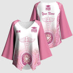 Aussie Nurse RN 2026 Personalised Kimono Sleeve Blouse Pink Aboriginal Art Pattern Cultural Pride