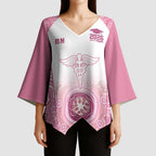 Aussie Nurse RN 2026 Personalised Kimono Sleeve Blouse Pink Aboriginal Art Pattern Cultural Pride