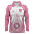 Aussie Nurse RN 2026 Personalised Long Sleeve Polo Shirt Pink Aboriginal Art Pattern Cultural Pride