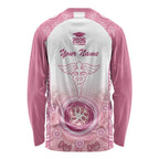 Aussie Nurse RN 2026 Personalised Long Sleeve Shirt Pink Aboriginal Art Pattern Cultural Pride