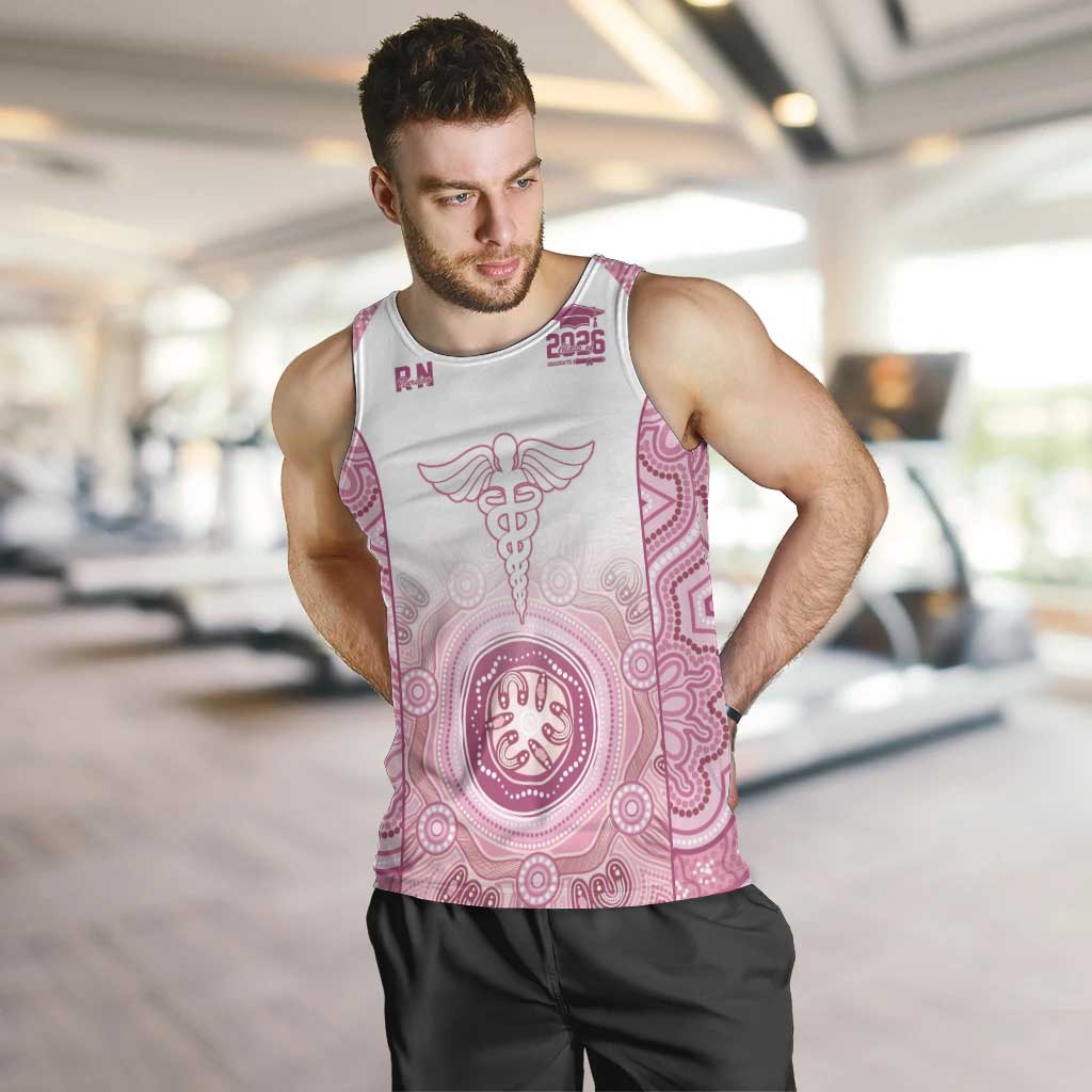 Aussie Nurse RN 2026 Personalised Men Tank Top Pink Aboriginal Art Pattern Cultural Pride