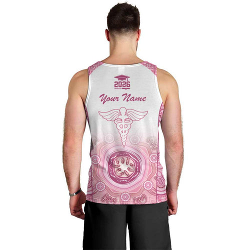 Aussie Nurse RN 2026 Personalised Men Tank Top Pink Aboriginal Art Pattern Cultural Pride