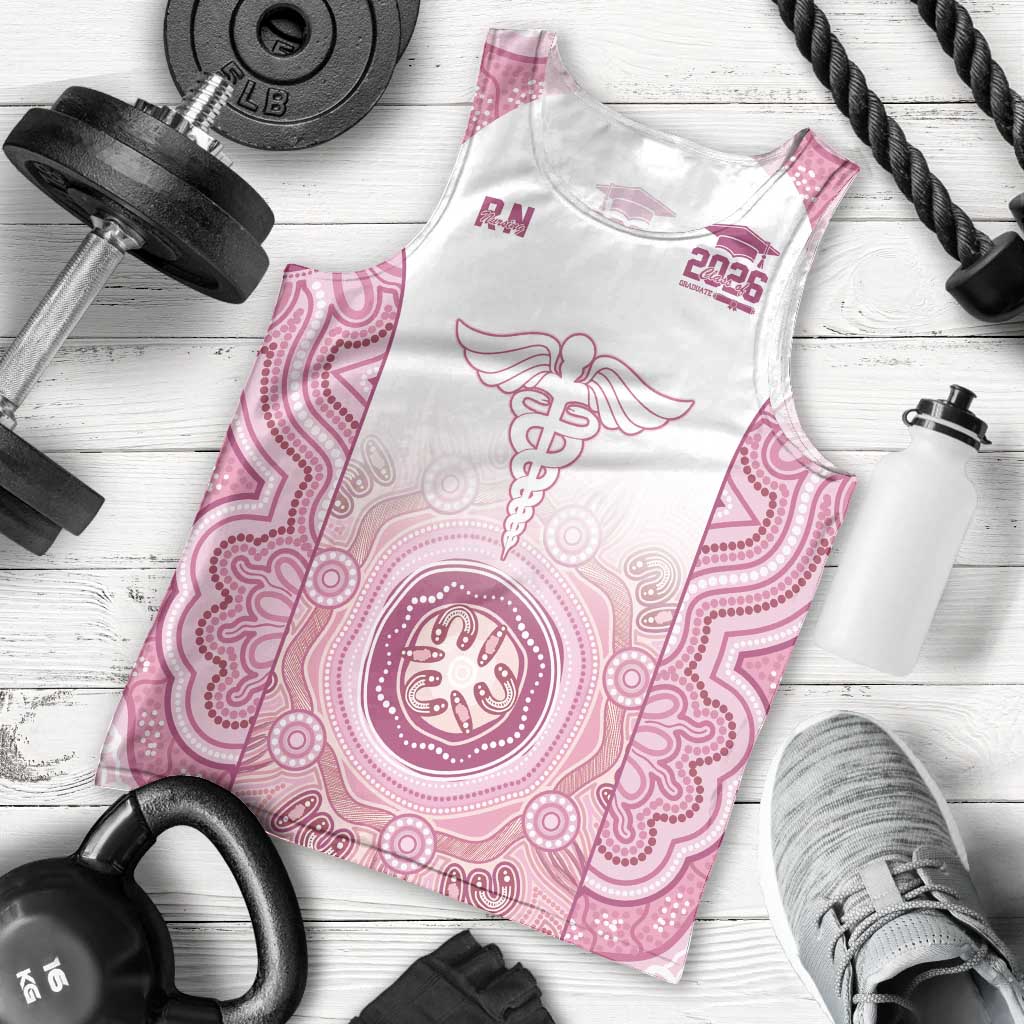 Aussie Nurse RN 2026 Personalised Men Tank Top Pink Aboriginal Art Pattern Cultural Pride