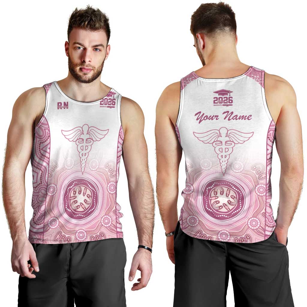 Aussie Nurse RN 2026 Personalised Men Tank Top Pink Aboriginal Art Pattern Cultural Pride