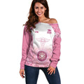 Aussie Nurse RN 2026 Personalised Off Shoulder Sweater Pink Aboriginal Art Pattern Cultural Pride
