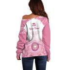 Aussie Nurse RN 2026 Personalised Off Shoulder Sweater Pink Aboriginal Art Pattern Cultural Pride