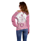 Aussie Nurse RN 2026 Personalised Off Shoulder Sweater Pink Aboriginal Art Pattern Cultural Pride
