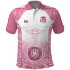 Aussie Nurse RN 2026 Personalised Polo Shirt Pink Aboriginal Art Pattern Cultural Pride