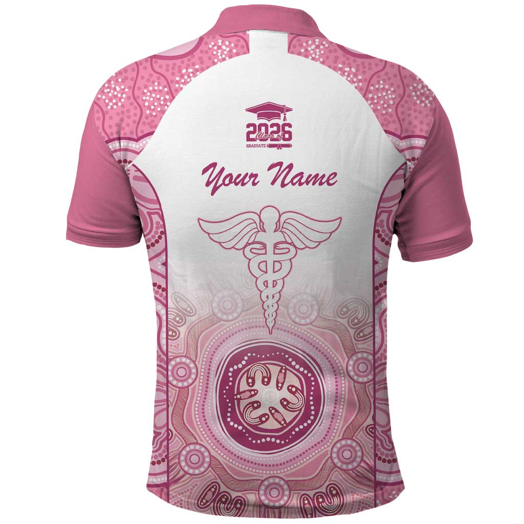 Aussie Nurse RN 2026 Personalised Polo Shirt Pink Aboriginal Art Pattern Cultural Pride