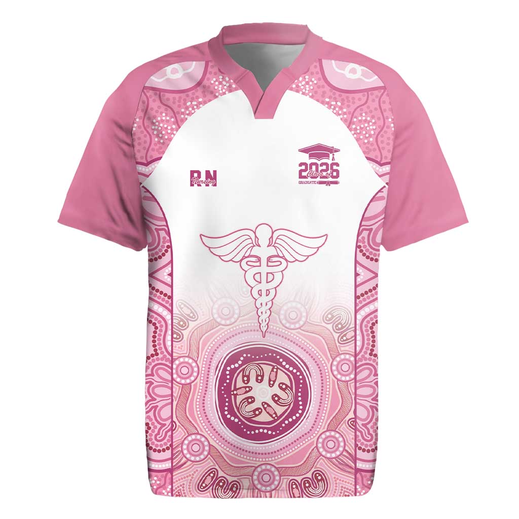 Aussie Nurse RN 2026 Personalised Rugby Jersey Pink Aboriginal Art Pattern Cultural Pride