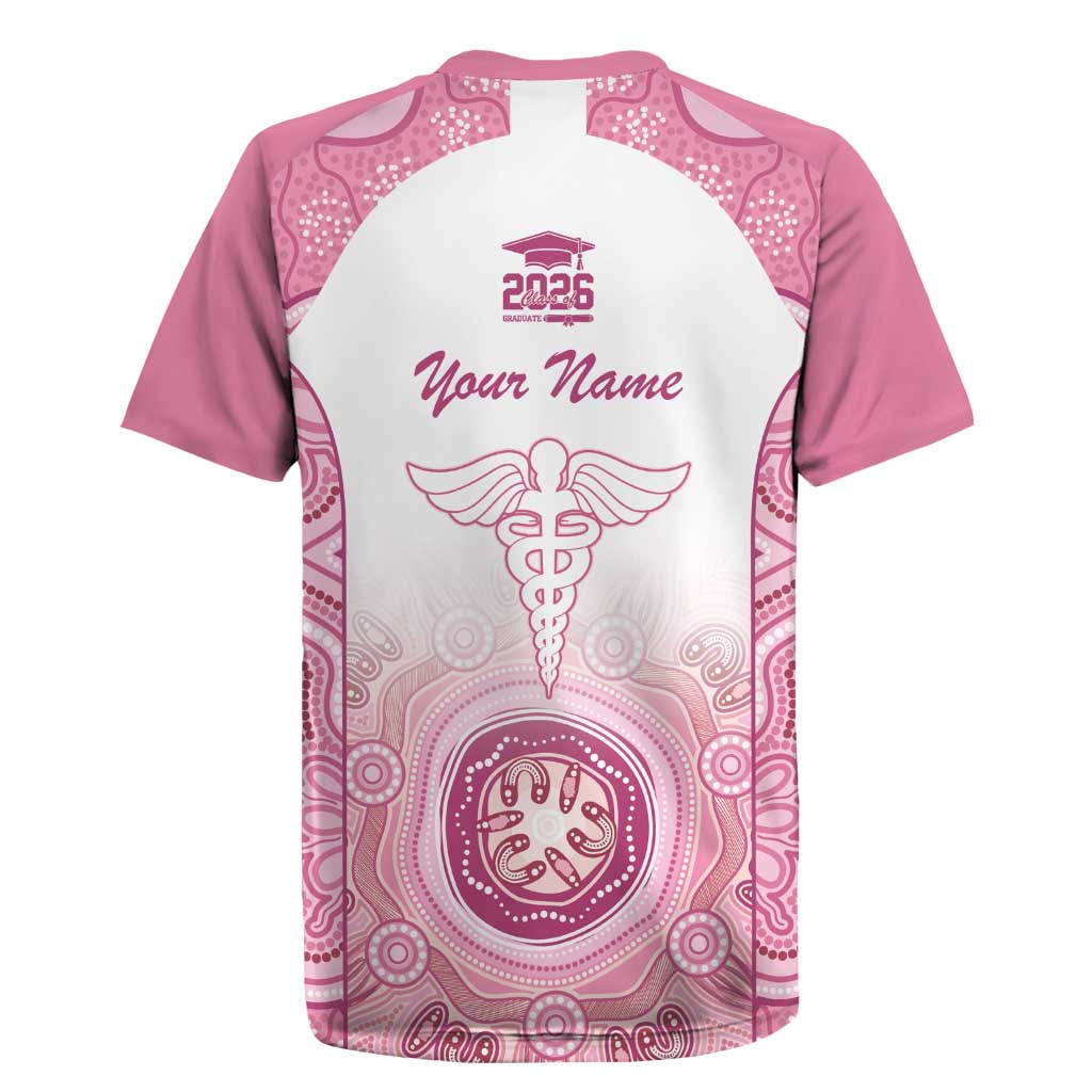 Aussie Nurse RN 2026 Personalised Rugby Jersey Pink Aboriginal Art Pattern Cultural Pride