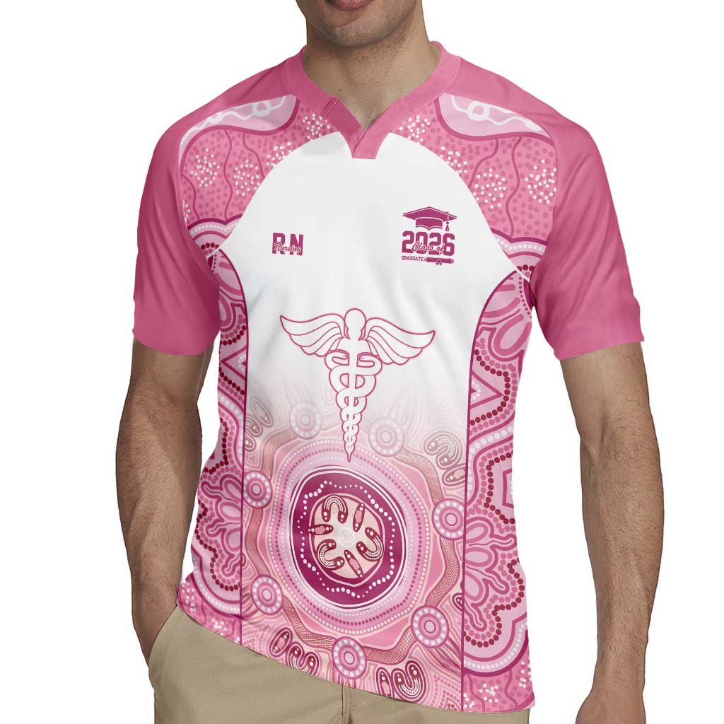 Aussie Nurse RN 2026 Personalised Rugby Jersey Pink Aboriginal Art Pattern Cultural Pride